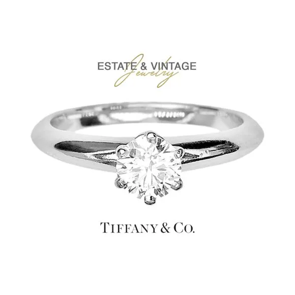Estate Tiffany & Co. Platinum 0.57ctw G/VS1 Solitaire Diamond Size 6 Raleigh Diamond Fine Jewelry Raleigh, NC
