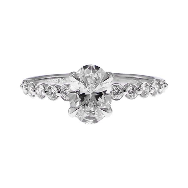 14K White Gold 1.00ct I/ SI1 Oval Diamond 1/3cttw Side Accented Shank Engagement Ring Sz 6 Raleigh Diamond Fine Jewelry Raleigh, NC