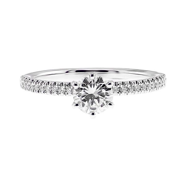 14K White Gold 0.73ctw RBC Solitaire Tiffany Style Semi Diamond Engagement Ring Sz 6.5 Raleigh Diamond Fine Jewelry Raleigh, NC