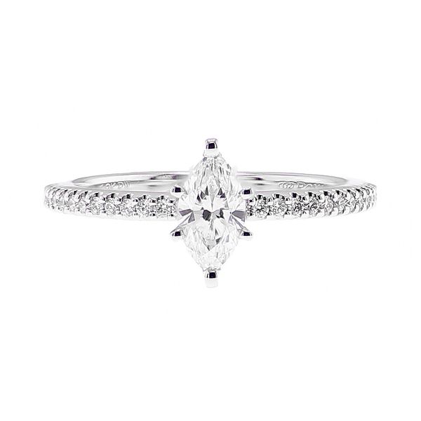 18K White Gold 0.55ctw E/SI2 Marquise Diamond Semi-mount Engagement Ring Sz 6 Raleigh Diamond Fine Jewelry Raleigh, NC