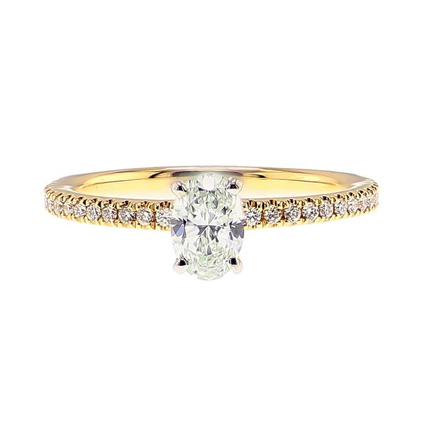 14K Yellow Gold 0.50ct H/VS2 Oval Diamond Semi 1/8ctw Accent Shank Engagement Ring Sz 6 Raleigh Diamond Fine Jewelry Raleigh, NC
