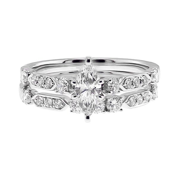 14K White Gold 0.94ctw H/VS1 Diamond Bridal Set Engagement Ring Sz 7 Raleigh Diamond Fine Jewelry Raleigh, NC