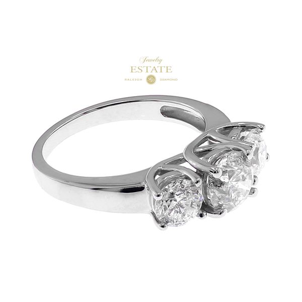 Estate 14K White Gold 1.70ctw I-J/I2  3-Stone RBC Diamond Engagement Ring Sz 7.25 Image 2 Raleigh Diamond Fine Jewelry Raleigh, NC