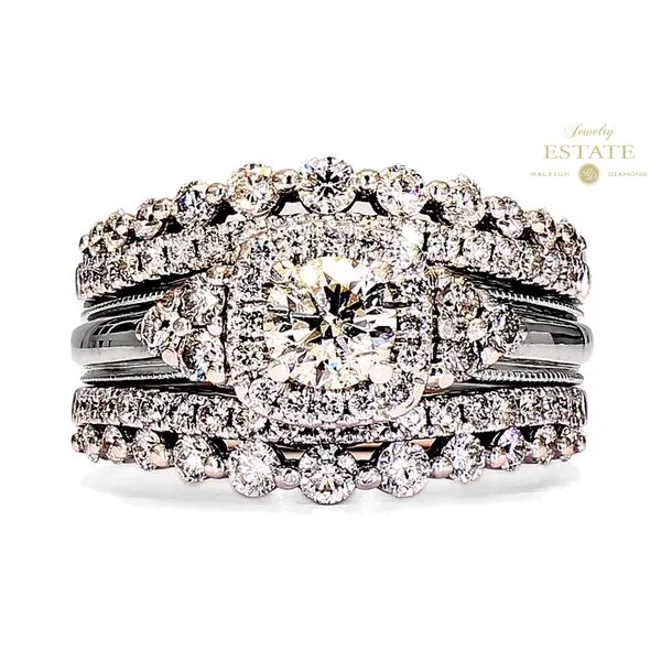 Estate 14K White Gold Bridal Set 1.60ctw Diamond Engagement Ring Size 6.5 Raleigh Diamond Fine Jewelry Raleigh, NC