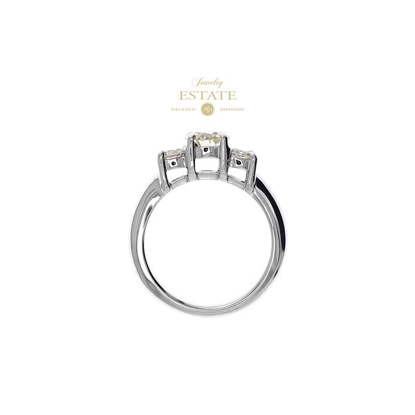 Estate 14K White Gold 3-Stone Euro Diamond Engagement Ring Sz 7.5 Image 2 Raleigh Diamond Fine Jewelry Raleigh, NC