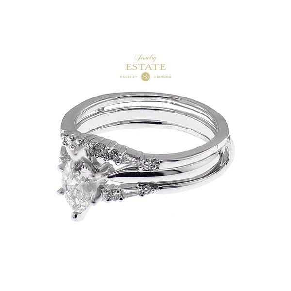 Estate 14K White Gold 0.96ct J-K/I1 Marquise Diamond Wedding Set Sz 8.5 Image 2 Raleigh Diamond Fine Jewelry Raleigh, NC