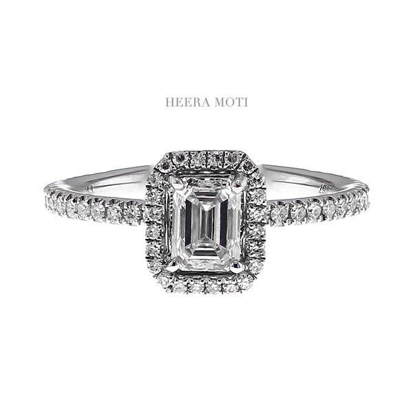 Heera Moti Platinum 1.07ctw E-0.71ctw SI/I Emerald Diamond Halo Engagement Ring Sz 7 Raleigh Diamond Fine Jewelry Raleigh, NC