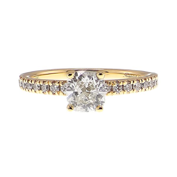 14K Yellow Gold 1/6ctw F/VS+ Cushion Semi Diamond Engagement Ring with Accented Shank Sz 6 Raleigh Diamond Fine Jewelry Raleigh, NC