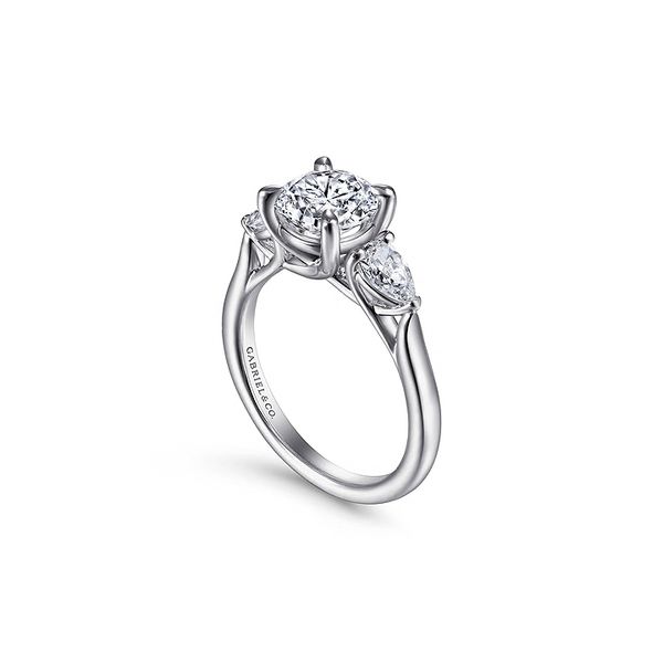 14K White Gold PS-0.39ctw G-H/SI 3-Stone Diamond Semi-mount Ring Size 6.5 Image 2 Raleigh Diamond Fine Jewelry Raleigh, NC