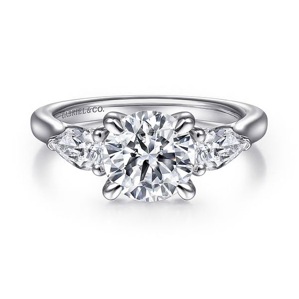 14K White Gold PS-0.39ctw G-H/SI 3-Stone Diamond Semi-mount Ring Size 6.5 Raleigh Diamond Fine Jewelry Raleigh, NC