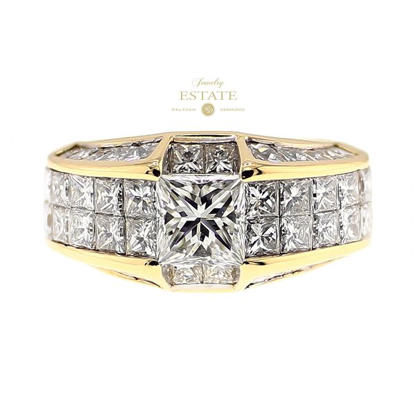 Estate 18K Yellow Gold 2.65cttw G/VS1 Princess Black Star & Frost Diamond Ring Sz 6.5 Raleigh Diamond Fine Jewelry Raleigh, NC