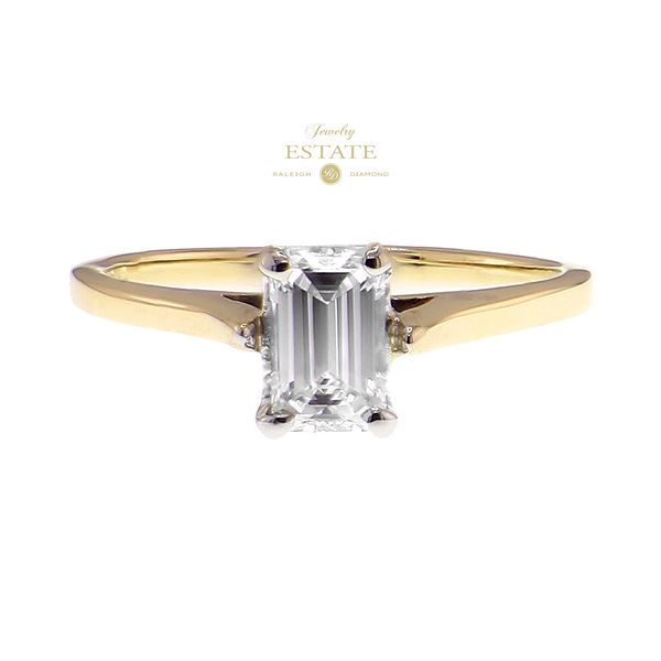 Estate 14K White & Yellow Gold 0.62ct F-G/VS1 Emerald Cut Diamond Engagement Ring Sz 6 Raleigh Diamond Fine Jewelry Raleigh, NC