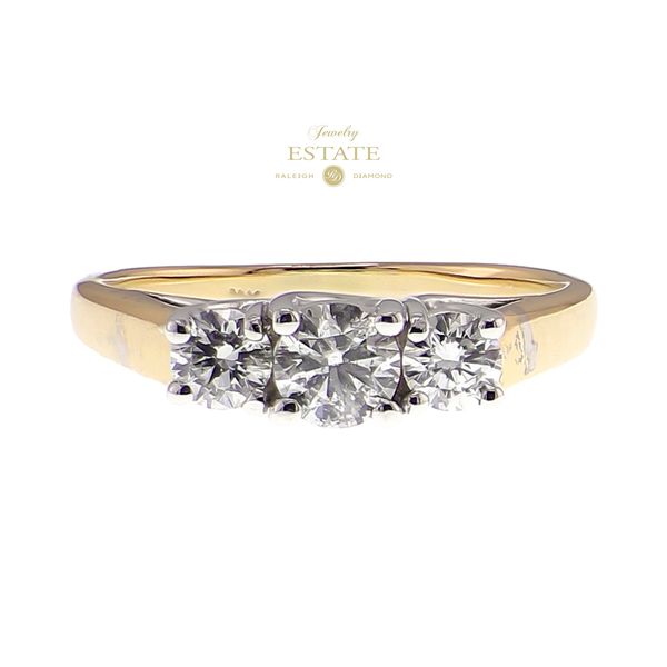 14K White & Yellow Gold 1.00ctw H-I/SI2-I1 3-Stone RBC Engagement Ring Sz 8.5 Raleigh Diamond Fine Jewelry Raleigh, NC