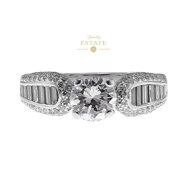 Estate Platinum 1.07 ctw J-K/SI1 Diamond Baguettes Accented Shank Engagement Ring Sz 6 Raleigh Diamond Fine Jewelry Raleigh, NC
