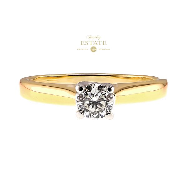 Estate 18K Yellow Gold & Platinum 0.50ct I/SI2 RBC Solitaire Diamond Engagement Ring Sz 7.75 Raleigh Diamond Fine Jewelry Raleigh, NC
