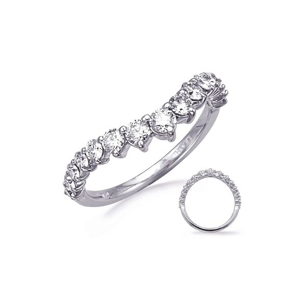 14K White Gold 0.76ctw G/SI1 Curved Diamond Wedding Band 15-Stone Sz 6.5 Raleigh Diamond Fine Jewelry Raleigh, NC
