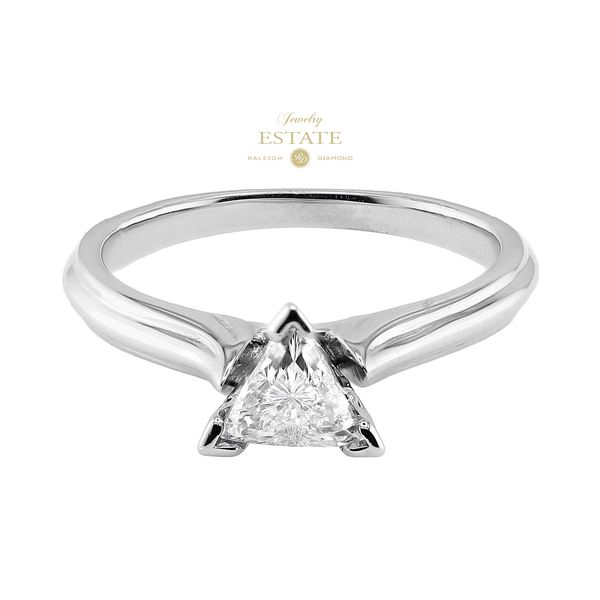 Estate 14K White Gold Trillion Diamond 0.45ctw H-I/I1-1-2 Bridal Set  Sz 5.5 Image 2 Raleigh Diamond Fine Jewelry Raleigh, NC