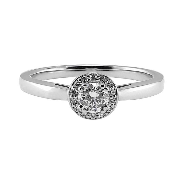 14K White Gold 0.35ct Center .05 Halo Promise Ring Sz 7 Raleigh Diamond Fine Jewelry Raleigh, NC