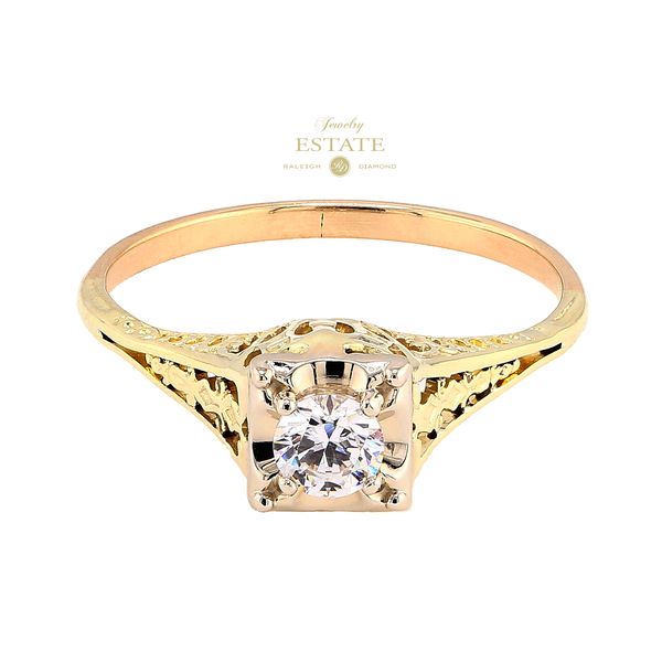 Estate 14K Yellow Gold Edwardian Diamond Engagement Ring Sz 6.5 Raleigh Diamond Fine Jewelry Raleigh, NC