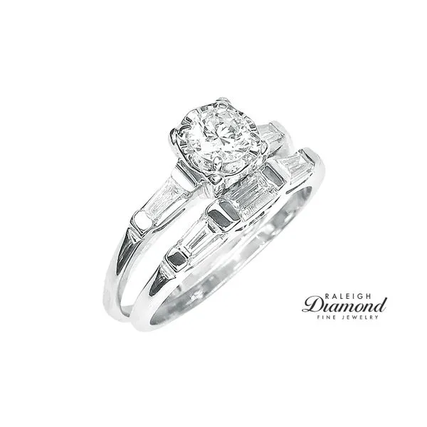 Estate Vintage Diamond Wedding Set 14k White Gold 0.75 CTW Image 2 Raleigh Diamond Fine Jewelry Raleigh, NC