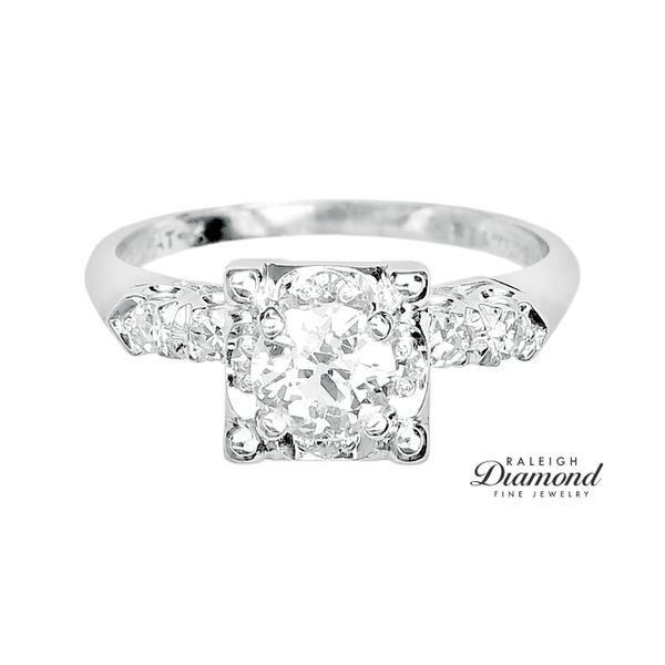 Estate 14K White Gold Vintage Diamond Engagement Ring 0.91 CTW Raleigh Diamond Fine Jewelry Raleigh, NC