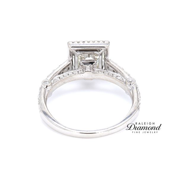 Estate 14K White Gold Square Halo Diamond Engagement Ring 1.62 CTW Image 3 Raleigh Diamond Fine Jewelry Raleigh, NC