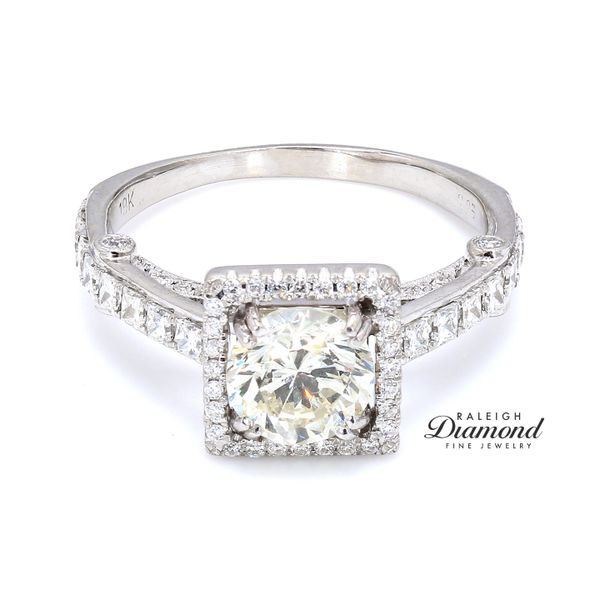 Estate 14K White Gold Square Halo Diamond Engagement Ring 1.62 CTW Raleigh Diamond Fine Jewelry Raleigh, NC