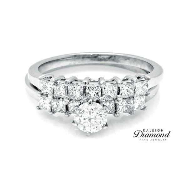 Estate Wedding Set with Round and Princess Cut Diamonds in 14k White Gold 1.68 CTW Raleigh Diamond Fine Jewelry Raleigh, NC