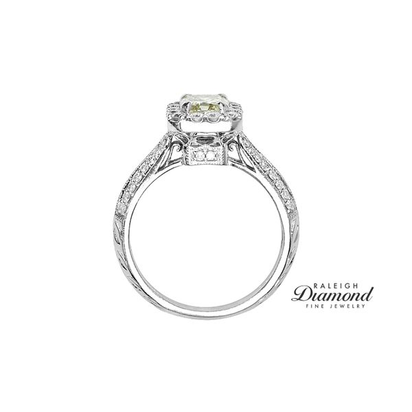 Estate 14K White Gold Yellow Diamond Halo Engagement Ring 1.81 CTW Image 4 Raleigh Diamond Fine Jewelry Raleigh, NC