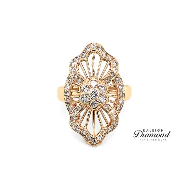 Estate Large Filigree Diamond Ring 14k Yellow Gold 0.90 CTW Raleigh Diamond Fine Jewelry Raleigh, NC