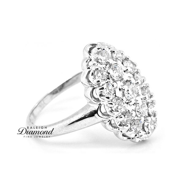 Estate Vintage Cluster Diamond Ring 14k White Gold 0.85 CTW Image 2 Raleigh Diamond Fine Jewelry Raleigh, NC