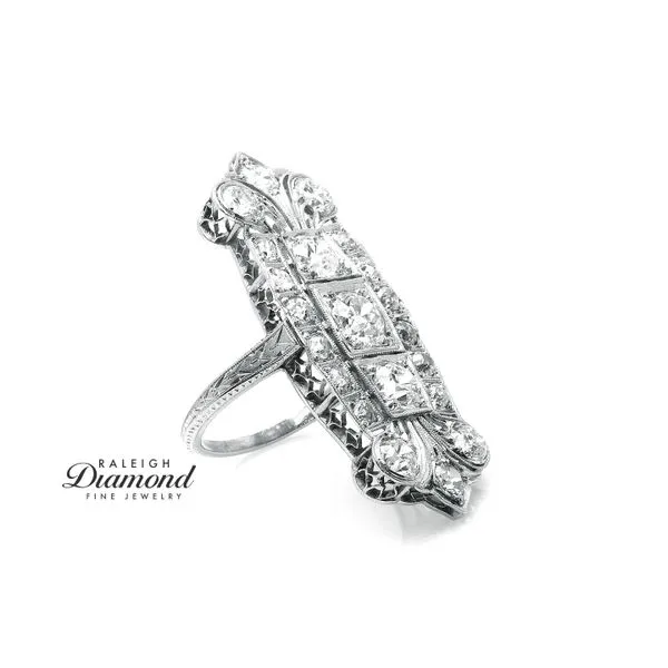 Estate Platinum 3.00cttw Vintage Diamond Panel Engagement Ring Image 2 Raleigh Diamond Fine Jewelry Raleigh, NC