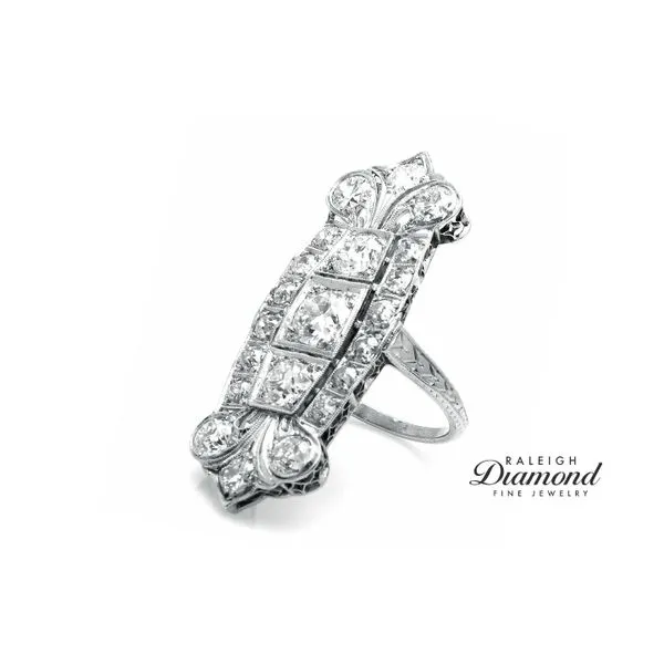 Estate Platinum 3.00cttw Vintage Diamond Panel Engagement Ring Image 3 Raleigh Diamond Fine Jewelry Raleigh, NC