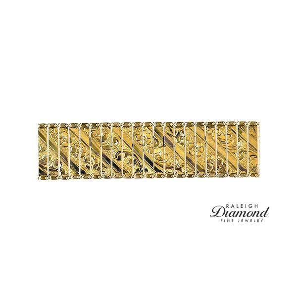 Estate 14K Yellow Gold French Retro Floral Engraved Gold Bracelet 7.5