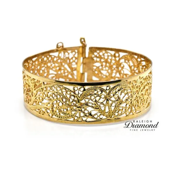 Estate Filigree Bangle Bracelet 18k Yellow gold Raleigh Diamond Fine Jewelry Raleigh, NC