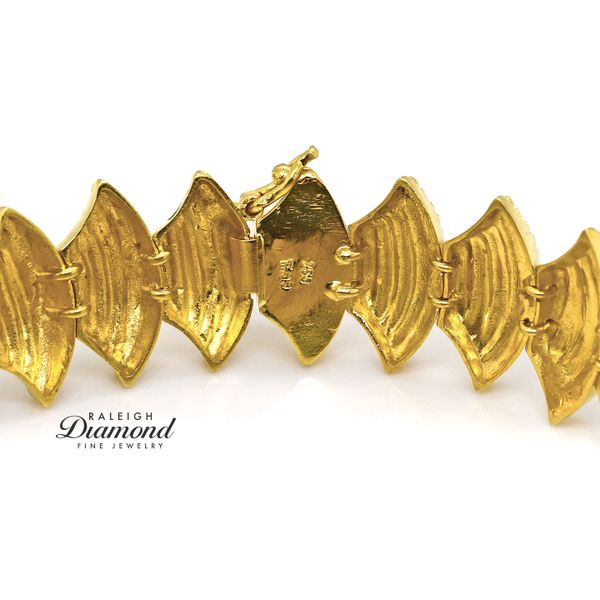 Estate 18K Yellow Gold Fan Link Gold Bracelet 7.5