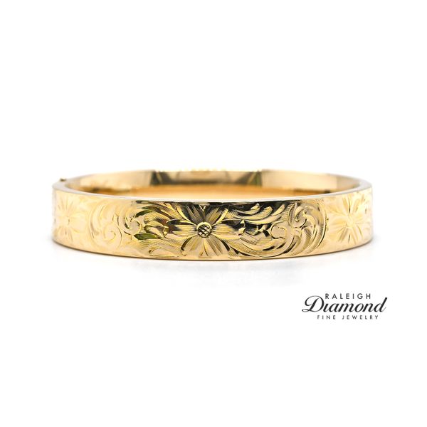 Estate 10K Yellow Gold Floral Engraved Bangle Raleigh Diamond Fine Jewelry Raleigh, NC