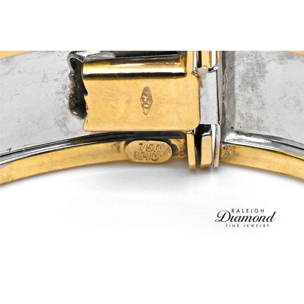 Estate 18K Two-Tone Gold Roman Numerals Bangle Bracelet Image 4 Raleigh Diamond Fine Jewelry Raleigh, NC