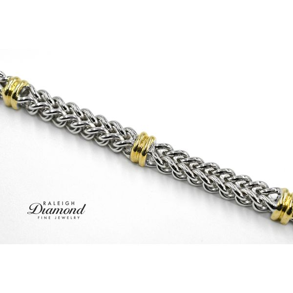 Estate Square Wheat Chain Bracelet 14k Two Tone Gold Image 2 Raleigh Diamond Fine Jewelry Raleigh, NC