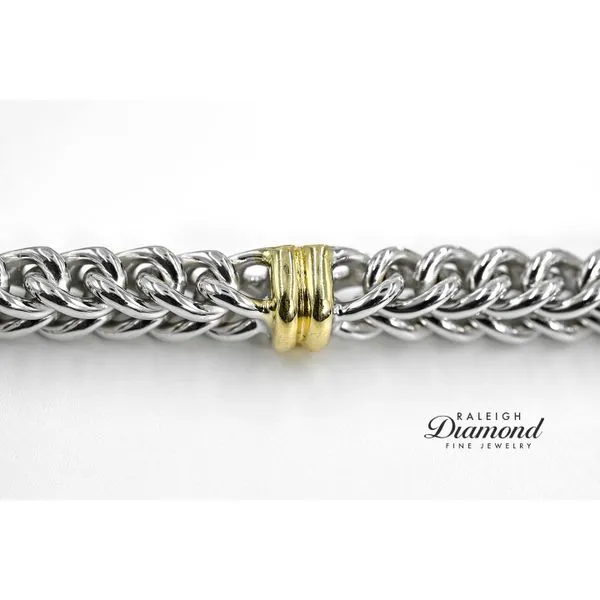 Estate Square Wheat Chain Bracelet 14k Two Tone Gold Image 3 Raleigh Diamond Fine Jewelry Raleigh, NC