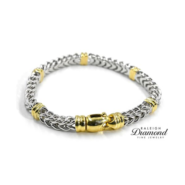 Estate Square Wheat Chain Bracelet 14k Two Tone Gold Raleigh Diamond Fine Jewelry Raleigh, NC