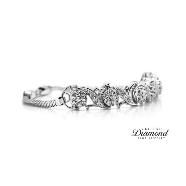 Estate 18K White Gold Vintage Diamond Bracelet 2.5ctw Image 3 Raleigh Diamond Fine Jewelry Raleigh, NC