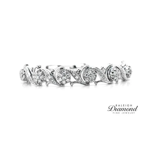 Estate 18K White Gold Vintage Diamond Bracelet 2.5ctw Raleigh Diamond Fine Jewelry Raleigh, NC