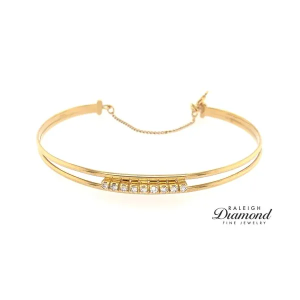 Estate Vintage Cuff Bracelet with Diamond Accents 18k Yellow Gold Raleigh Diamond Fine Jewelry Raleigh, NC