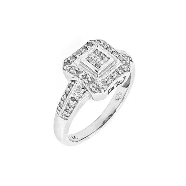 Diamond Cluster Style Engagement Ring in 14k White Gold Raleigh Diamond Fine Jewelry Raleigh, NC