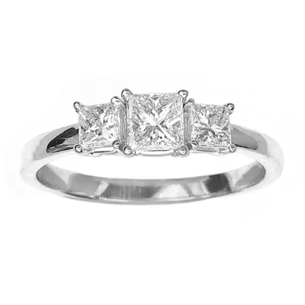 Princess Cut Diamond Three Stone Ring in Platinum Raleigh Diamond Fine Jewelry Raleigh, NC