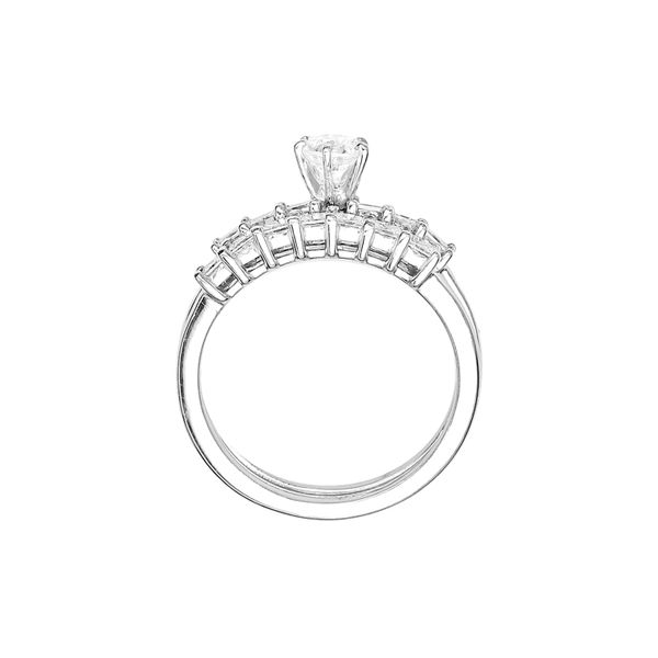 Estate Wedding Set with Round and Princess Cut Diamonds in 14k White Gold Image 3 Raleigh Diamond Fine Jewelry Raleigh, NC