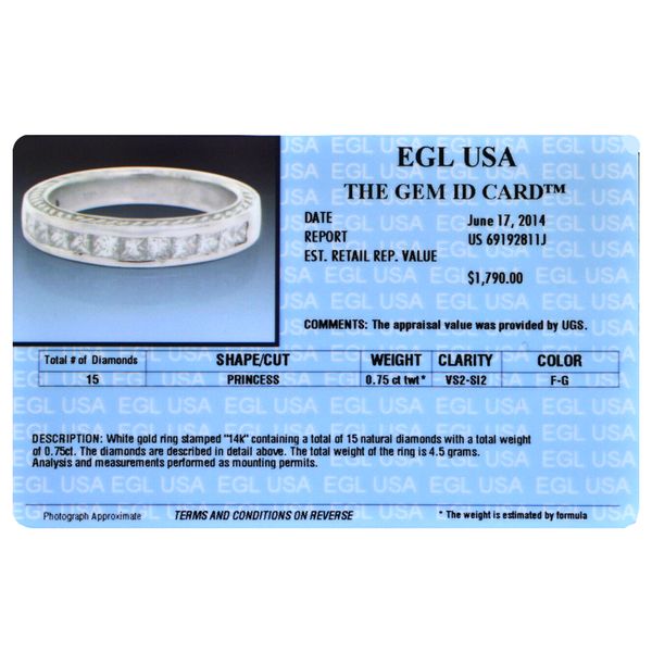 Estate 14k White Gold 3/4CTW Diamond Channel Band Image 4 Raleigh Diamond Fine Jewelry Raleigh, NC