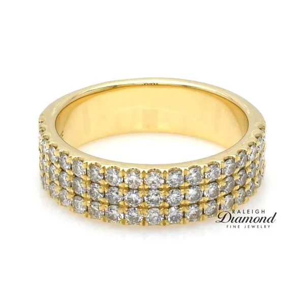 14K Yellow Gold Triple Row Diamond Wedding Band 1.0cttw Raleigh Diamond Fine Jewelry Raleigh, NC