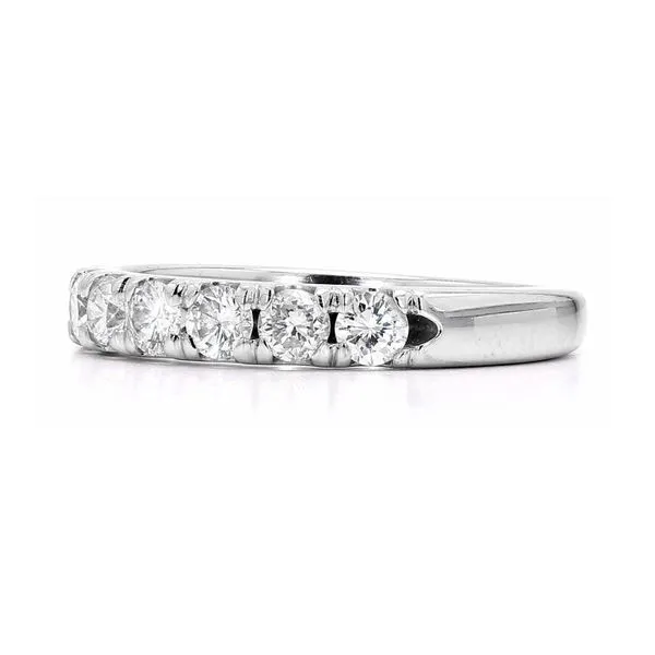 14K White Gold 0.56ctw 7-Stone Diamond Fishtail Wedding French Setting Band Image 2 Raleigh Diamond Fine Jewelry Raleigh, NC